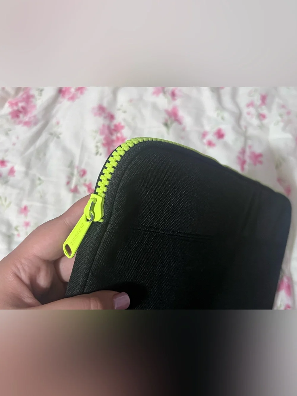 Herschel Black Laptop Sleeve with Neon Green Zip